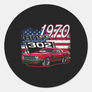 Sticker Rond 1970 70 Boss 302 4 juillet American