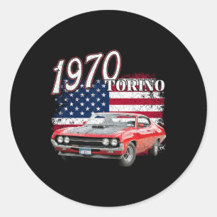 Sticker Rond 1970 70 Torino Muscle Clic Voiture 4 juillet Améri