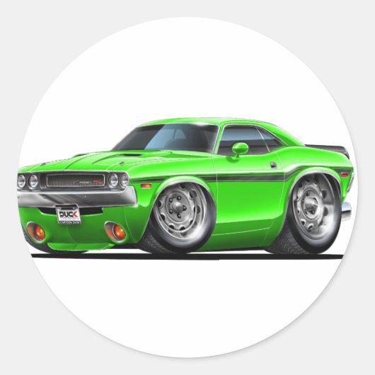 Sticker Rond 1970-72 Challenger Green Car (Devant)