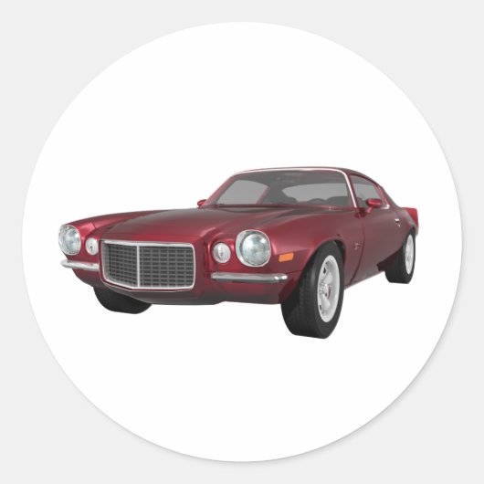 Sticker Rond 1972 Camaro : Muscle Car : Candy Apple Finish : (Devant)