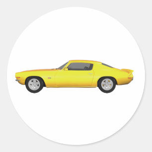 Sticker Rond 1972 Camaro Z28 : Muscle Car : Jaune Finition :