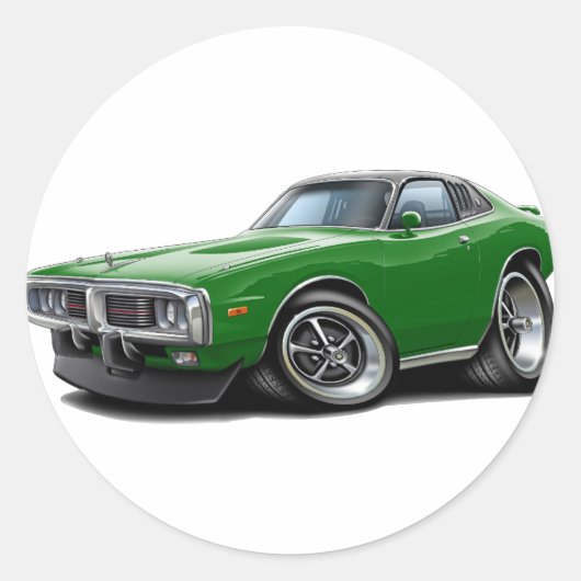 Sticker Rond 1973-74 Chargeur Green-Black SE Car (Devant)