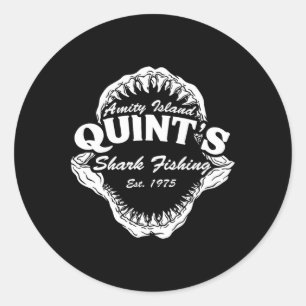 Sticker Rond 1975 Amity Island Quint's Shark Fishing Clic Retro