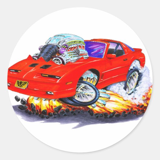 Sticker Rond 1982-1992 Transam Red Car (Devant)