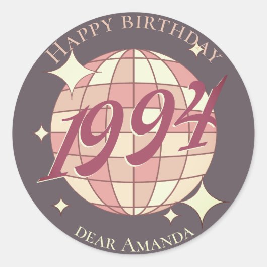 Sticker Rond 1994 30e anniversaire rétro green party Invitation (Devant)