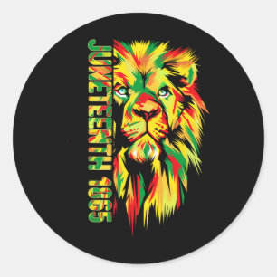 Sticker Rond 19e Hommes Femmes Afro-Américaine Lion Noir 1