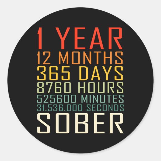 Sticker Rond 1 an Anniversaire de la sobriété 1 ans (Devant)
