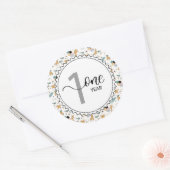 Sticker Rond 1 an Jalon bébé Giraffes et ballons (Enveloppe)