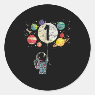 Sticker Rond 1 Anniversaire Garçon Astronaut 1er Anniversaire