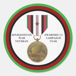STICKER ROND 1 ÉTOILE DE CAMPAGNE AFGHANISTAN WAR VETERAN
