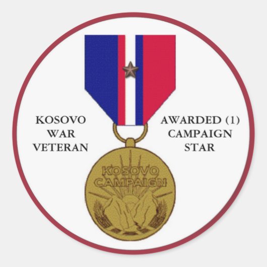 STICKER ROND 1 ÉTOILE DE CAMPAGNE KOSOVO WAR VETERAN (Devant)