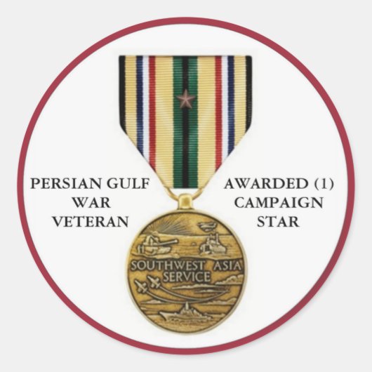 STICKER ROND 1 ÉTOILE DE CAMPAGNE PERSIAN GULF VETERAN (Devant)