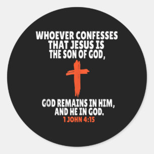 Sticker Rond 1 Jean 4_15 Versets de la Bible Écriture Débardeur