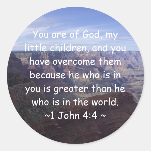 Sticker Rond 1 John 4:4 Petit (Devant)