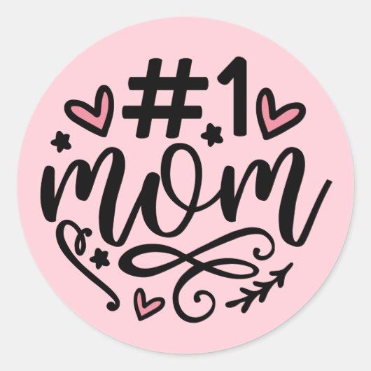 Sticker Rond #1 Maman Script Hearts Fête des mères (Devant)