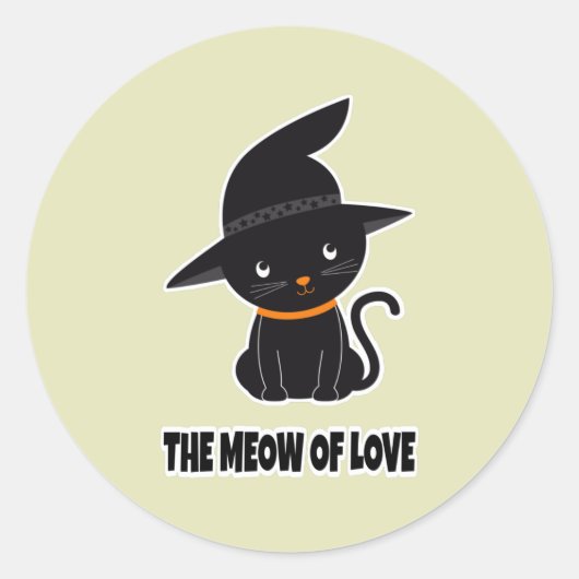 Sticker Rond 1.mignonne belle chatte noire miow amour (Devant)