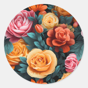 Sticker Rond #1 Motif floral