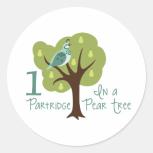 Sticker Rond 1 Perdrix Dans L'Arbre À Poires