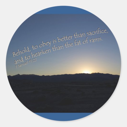 Sticker Rond 1 Samuel 15:22 Coucher du soleil (Devant)