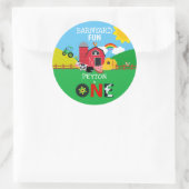 Sticker Rond 1er Anniversaire Animaux de ferme Barnyard Fun Kid (Sac)