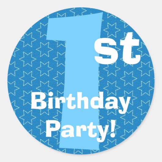 Sticker Rond 1er Anniversaire Blue Stars B540A (Devant)