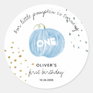 Sticker Rond 1er anniversaire Citrouille bleu