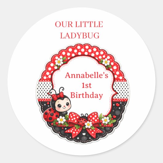 Sticker Rond 1er anniversaire de Little Ladybug (Devant)