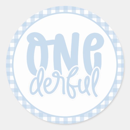 Sticker Rond 1er anniversaire fête mignonne Pastel Blue Onederf (Devant)