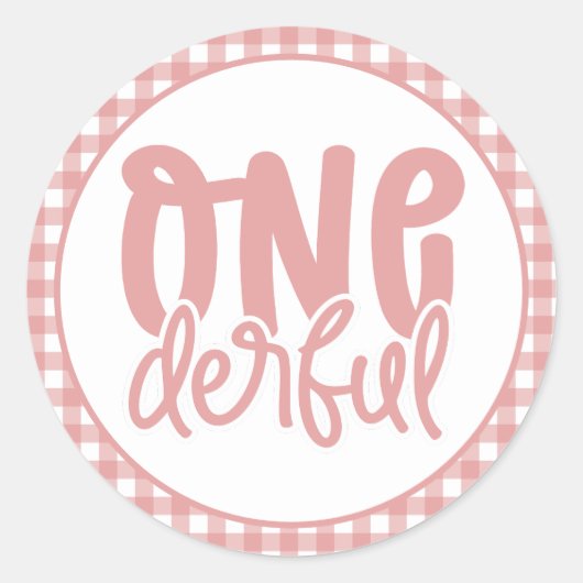 Sticker Rond 1er anniversaire fête mignonne Pastel rose Onederf (Devant)