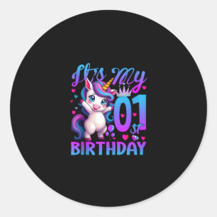 Sticker Rond 1er anniversaire licorne C'est mon 1er anniversair