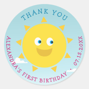 Sticker Rond 1er anniversaire Merci Sun