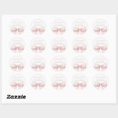Sticker Rond 1er Anniversaire Nœud Rose Pâle Fille (Feuille)