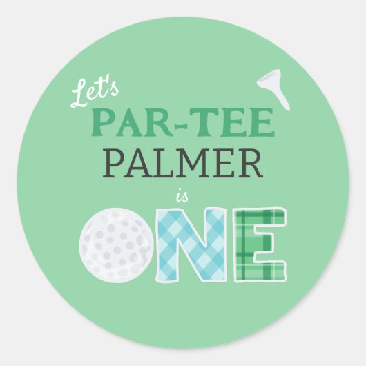Sticker Rond 1er Anniversaire Par-tee Golf Party (Devant)
