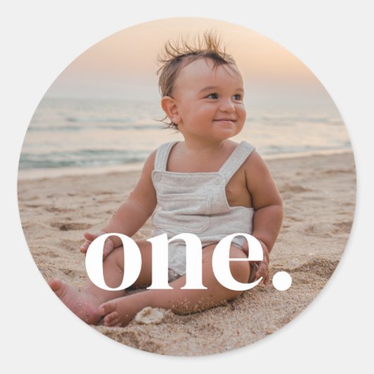 Sticker Rond 1er anniversaire Photo - un (Devant)