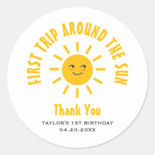 Sticker Rond 1er Anniversaire Premier Voyage Autour Du Soleil