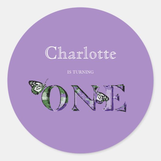 Sticker Rond 1er anniversaire Purple ONE (Devant)