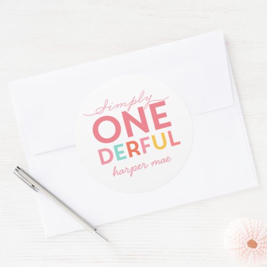 Sticker Rond 1er Anniversaire simple | Bande arc-en-ciel (Enveloppe)