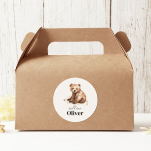 Sticker Rond 1er anniversaire Wild One ours moderne élégante fê