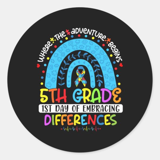 Sticker Rond 1er jour d'acceptation des différences 5e année d' (Devant)