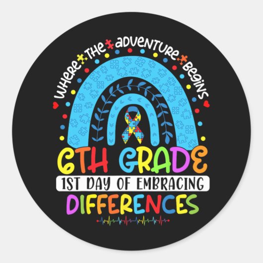 Sticker Rond 1er jour d'acceptation des différences 6 e année d (Devant)