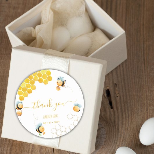 Sticker Rond 1er Merci d'anniversaire d'abeilles