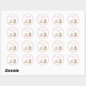 Sticker Rond 1er Noël du bébé Pink Cute personnalisé (Feuille)