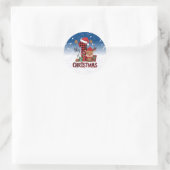 Sticker Rond 1er Noël Santa Hat White Neige Bébé Reindeer (Sac)