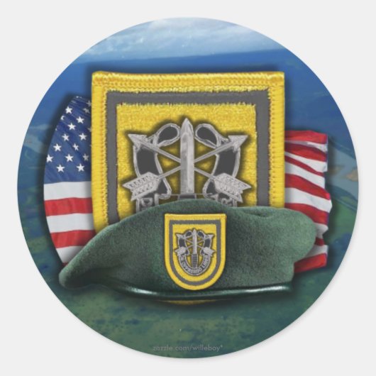 Sticker Rond 1er vétérans des forces spéciales vétérans flash n (Devant)