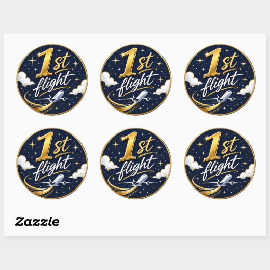 Sticker Rond 1er vol avion (Feuille)