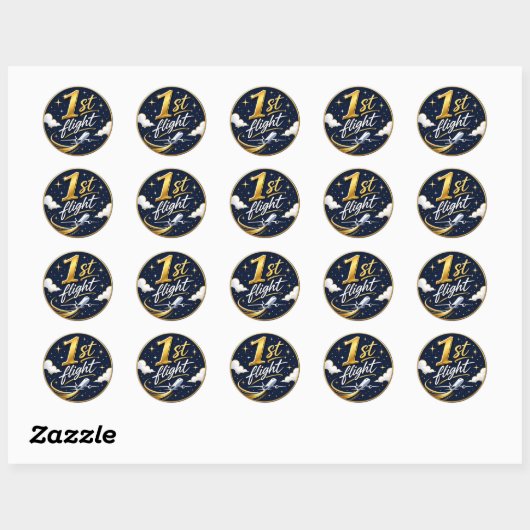 Sticker Rond 1er vol avion (Feuille)