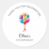 Sticker Rond 1ère 2e 3e 4e 6e 7e 8e fête d'anniversaire (Devant)