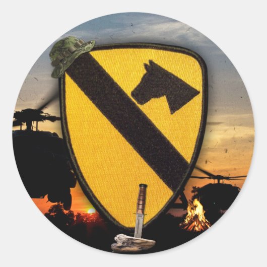 Sticker Rond 1ère 7e cavalerie parachute de l'armée de l'air (Devant)