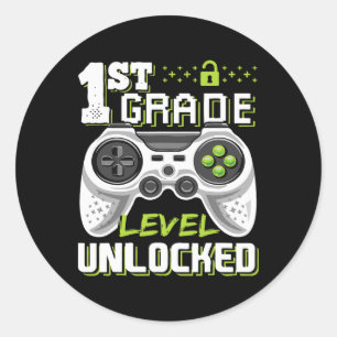 Sticker Rond 1ère année Jeu vidéo déverrouillé Retour à l'école