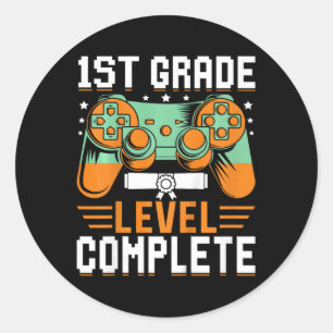 Sticker Rond 1ère année Niveau Complet Graduation Vidéo Jeu Con